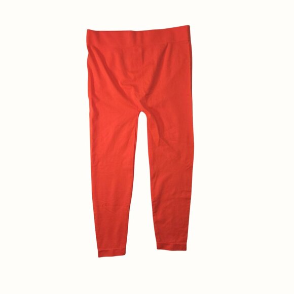 Mopas Orange Nylon Cropped Capri High Rise Athletic Yoga Gym Leggings Free Size - Picture 3 of 6